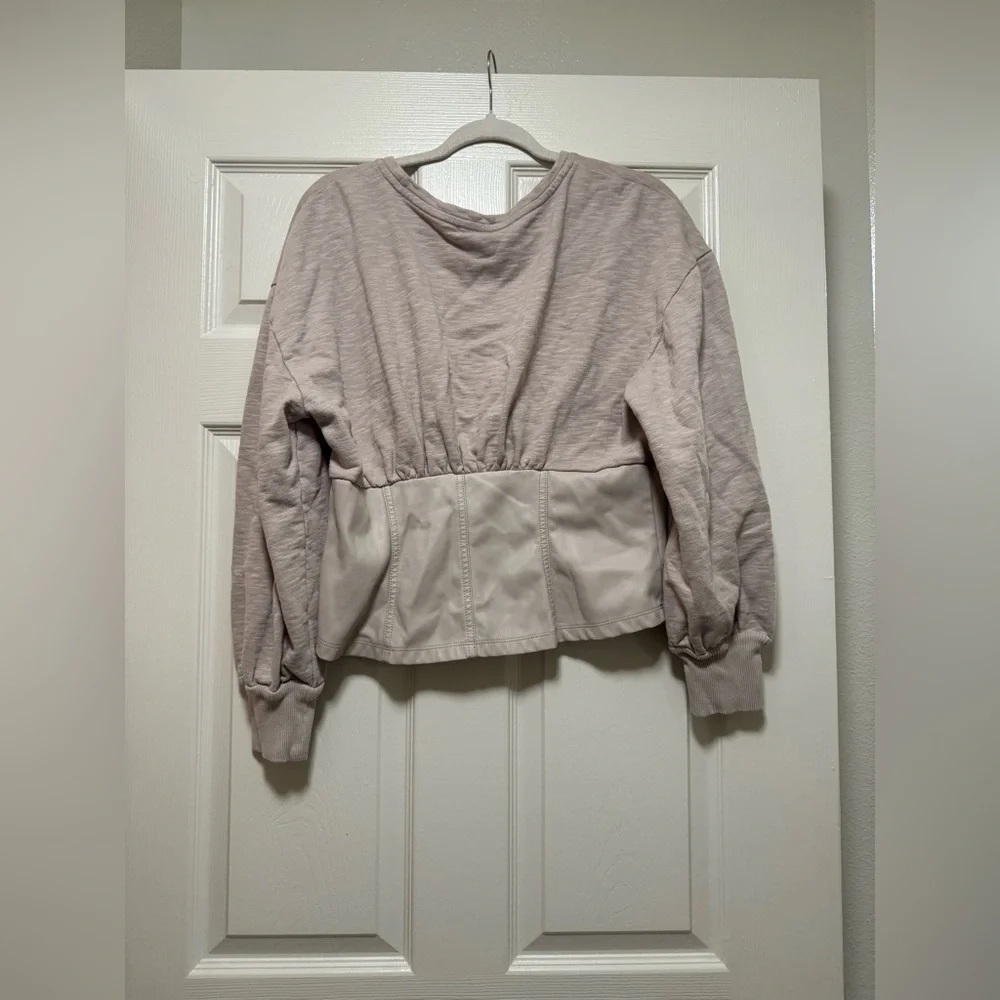 Anthropologie Women’s Pilcro Faux Leather Corset Sweater - Picture 9 of 15